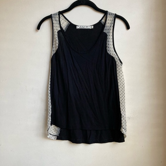 Chloe K Black Polka Dot Tank Top - Picture 1 of 3